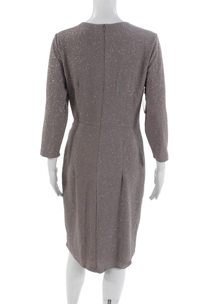Interstyle Womens Sheath Gray Knee Length Dress 3/4 Sleeve Size L