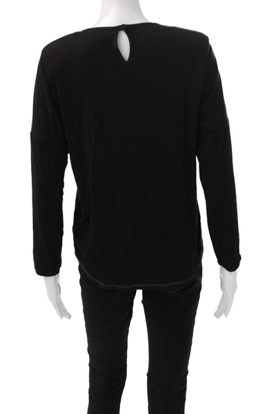 Feraud Women Basic T-Shirt Black Long Sleeve Round Neck Geometric Size 42