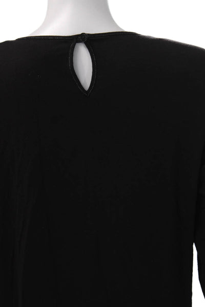 Feraud Women Basic T-Shirt Black Long Sleeve Round Neck Geometric Size 42