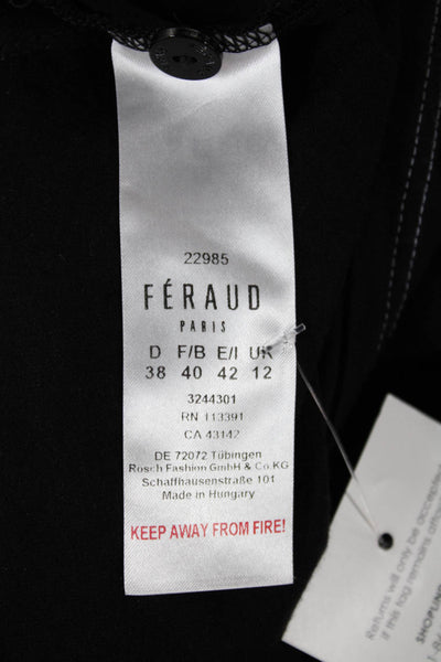 Feraud Women Basic T-Shirt Black Long Sleeve Round Neck Geometric Size 42
