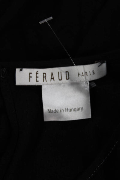 Feraud Women Basic T-Shirt Black Long Sleeve Round Neck Geometric Size 42