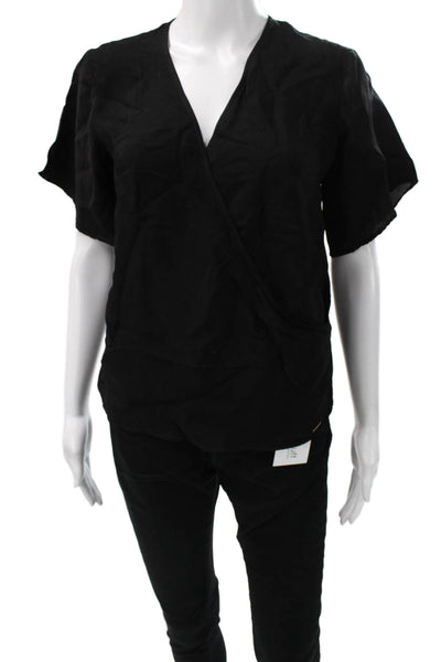 AX Armani Exchange Womens Kimono V-Neck Black Viscose Blouse Size XS