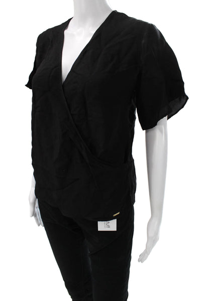 AX Armani Exchange Womens Kimono V-Neck Black Viscose Blouse Size XS
