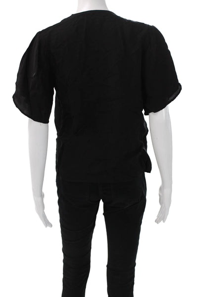 AX Armani Exchange Womens Kimono V-Neck Black Viscose Blouse Size XS
