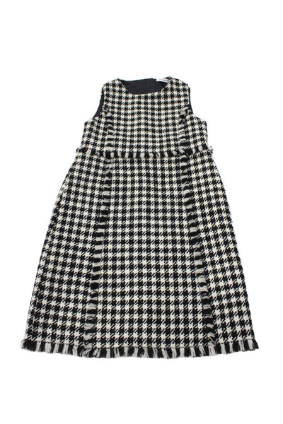 Dolce & Gabbana Childrens Girls Houndstooth Print Dress Black White Size 9-10