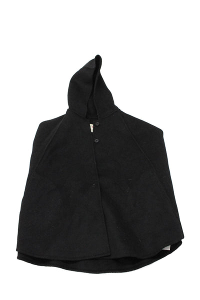 Marc & Janie Childrens Girls Button Down Hooded Poncho Jacket Black Size 10