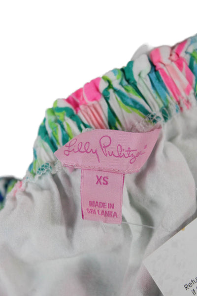 Lily Pulitzer Women Kaftan Floral White 3/4 Sleeve Rayon Dress Size XS