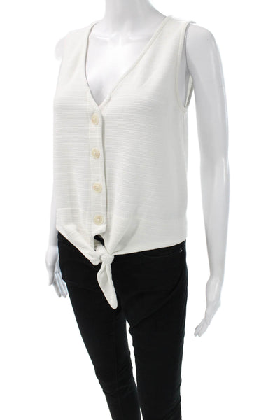 J Crew Womens White V Neck Sleeveless Button Up Tank Basic Size XS