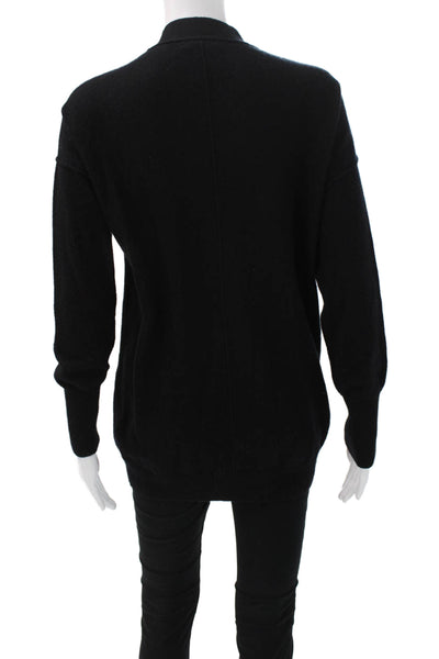 Aqua Cashmere Unisex Cardigan Black Cashmere V-Neck Long Sleeve Size XS