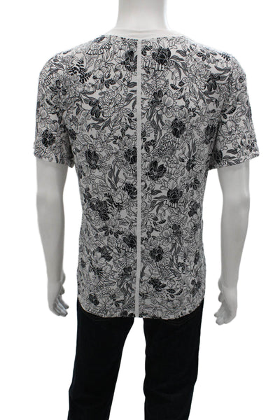 Lululemon Mens Black Floral Crew Neck Short Sleeve T-Shirt Size L