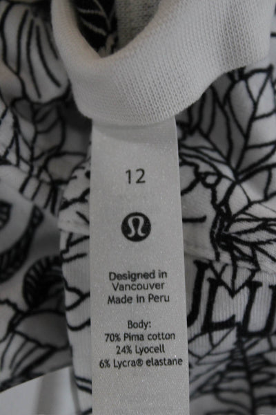 Lululemon Mens Black Floral Crew Neck Short Sleeve T-Shirt Size L