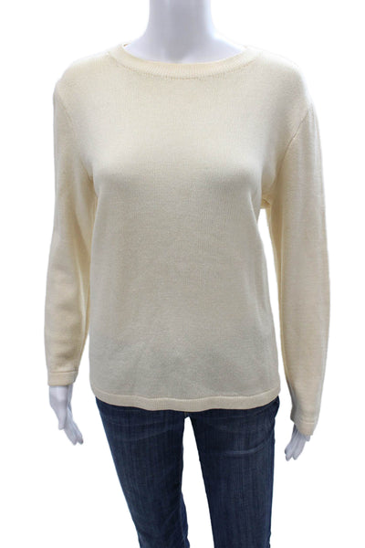 St. John Basics Unisex Wool Pullover Crewneck Long Sleeve Beige Sweater Size M