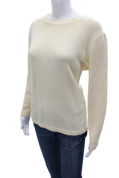 St. John Basics Unisex Wool Pullover Crewneck Long Sleeve Beige Sweater Size M