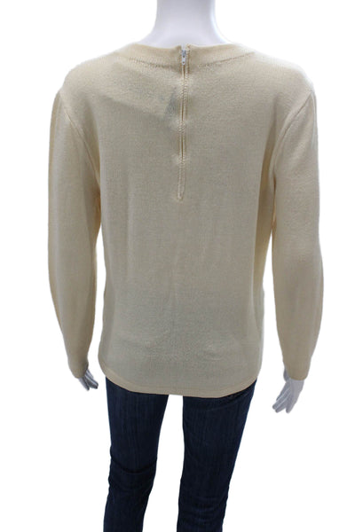 St. John Basics Unisex Wool Pullover Crewneck Long Sleeve Beige Sweater Size M