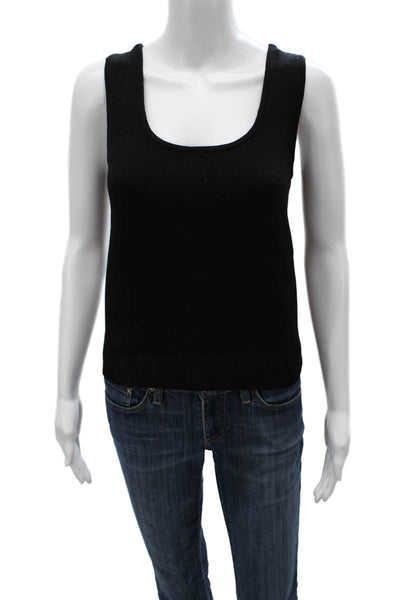St. John Basics Womens Tank Black Square Neck Wool Rayon Size S
