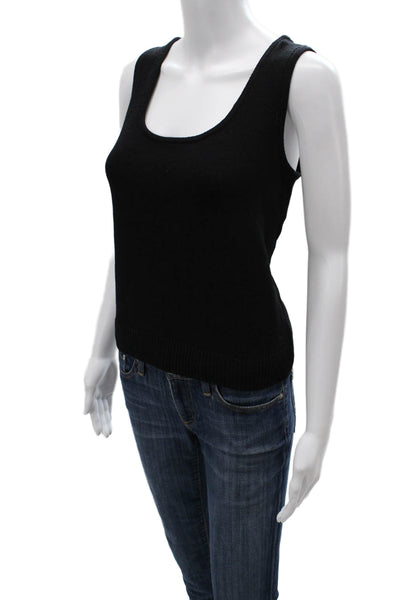 St. John Basics Womens Tank Black Square Neck Wool Rayon Size S