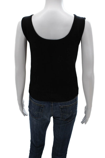 St. John Basics Womens Tank Black Square Neck Wool Rayon Size S