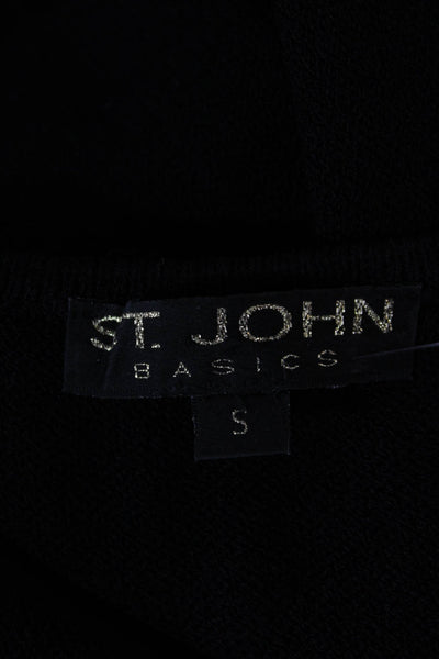 St. John Basics Womens Tank Black Square Neck Wool Rayon Size S