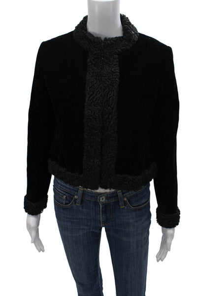 Bonwit Teller Womens Black Velvet Button Jacket Designer Size S