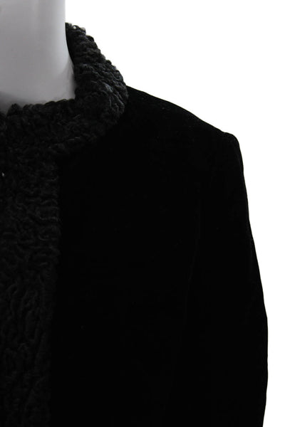 Bonwit Teller Womens Black Velvet Button Jacket Designer Size S