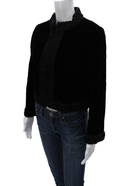 Bonwit Teller Womens Black Velvet Button Jacket Designer Size S
