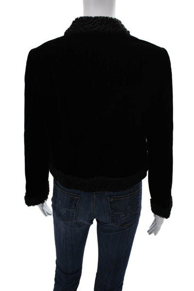 Bonwit Teller Womens Black Velvet Button Jacket Designer Size S