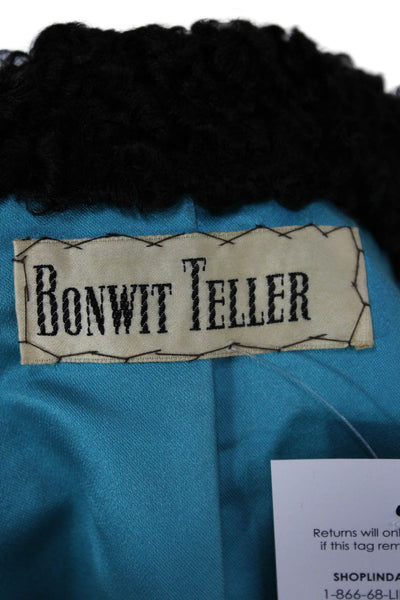 Bonwit Teller Womens Black Velvet Button Jacket Designer Size S