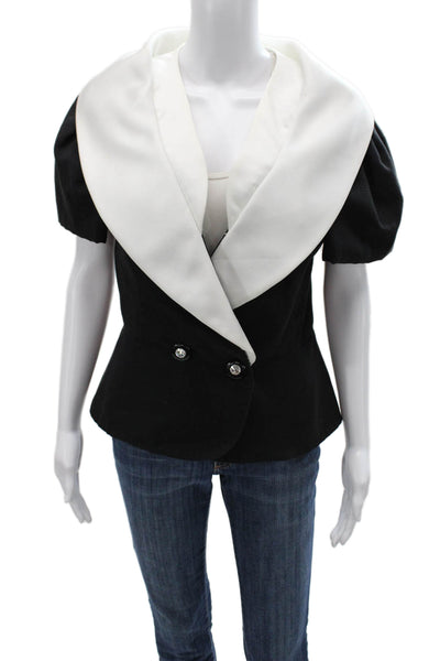 Bonwit Teller Womens Black Velvet Button Jacket Designer Size S
