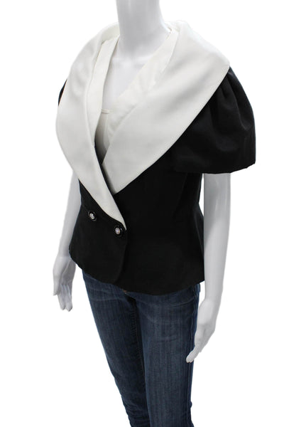 Bonwit Teller Womens Black Velvet Button Jacket Designer Size S