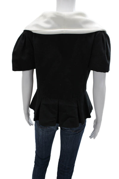 Bonwit Teller Womens Black Velvet Button Jacket Designer Size S