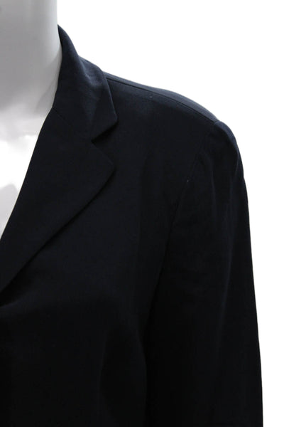 Parisian Women Solid Collared Dark Blue Blazer Long Sleeve Button Size 10