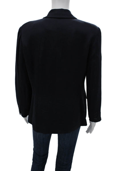 Parisian Women Solid Collared Dark Blue Blazer Long Sleeve Button Size 10