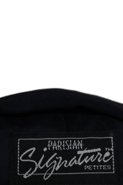 Parisian Women Solid Collared Dark Blue Blazer Long Sleeve Button Size 10