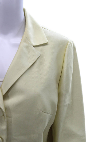 Kay Unger Womens Beige Silk Cotton Blazer Button Long Sleeve Size 12