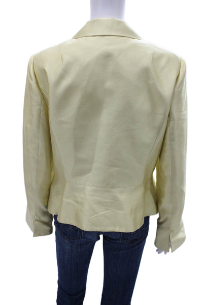 Kay Unger Womens Beige Silk Cotton Blazer Button Long Sleeve Size 12