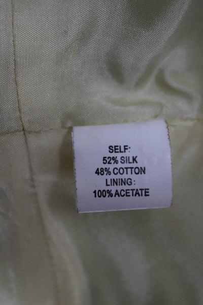Kay Unger Womens Beige Silk Cotton Blazer Button Long Sleeve Size 12