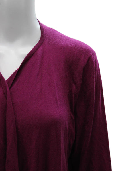 Neiman Marcus Womens Tunic V Neck Cashmere Silk Purple Long Sleeve Size L