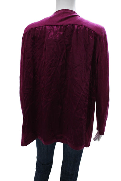 Neiman Marcus Womens Tunic V Neck Cashmere Silk Purple Long Sleeve Size L