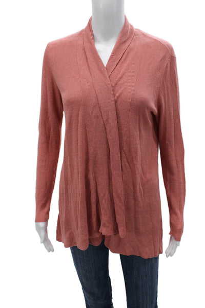 Eileen Fisher Women Pink Tunic Long Sleeve Organic Linen Sweater Size M