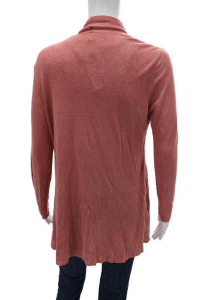 Eileen Fisher Women Pink Tunic Long Sleeve Organic Linen Sweater Size M