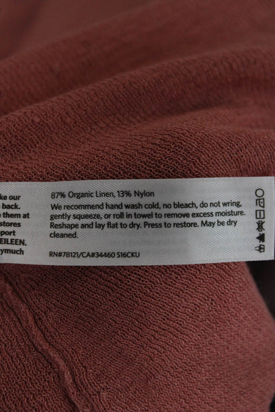 Eileen Fisher Women Pink Tunic Long Sleeve Organic Linen Sweater Size M