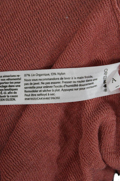 Eileen Fisher Women Pink Tunic Long Sleeve Organic Linen Sweater Size M
