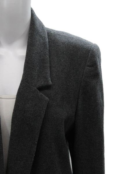 Lord & Taylor Women Dark Gray Wool Cashmere Blazer Long Sleeve Size 10 Petite