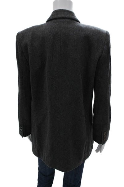 Lord & Taylor Women Dark Gray Wool Cashmere Blazer Long Sleeve Size 10 Petite