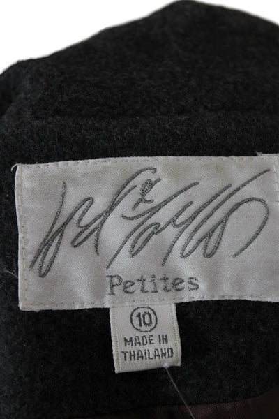 Lord & Taylor Women Dark Gray Wool Cashmere Blazer Long Sleeve Size 10 Petite