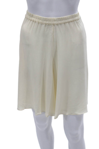 DKNY Womens A-Line Flare Skirt Beige 100% Silk Solid Size S