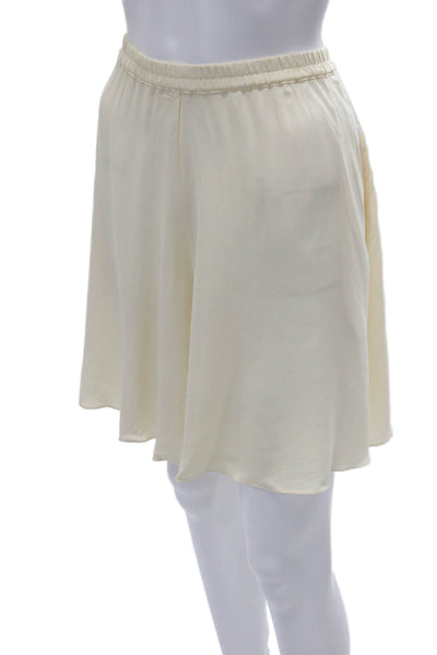 DKNY Womens A-Line Flare Skirt Beige 100% Silk Solid Size S