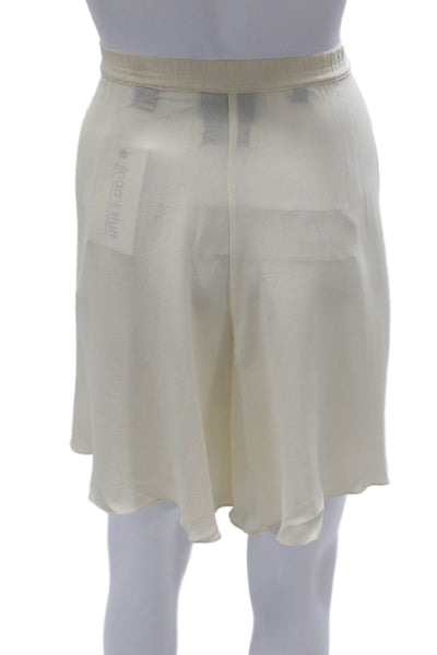DKNY Womens A-Line Flare Skirt Beige 100% Silk Solid Size S