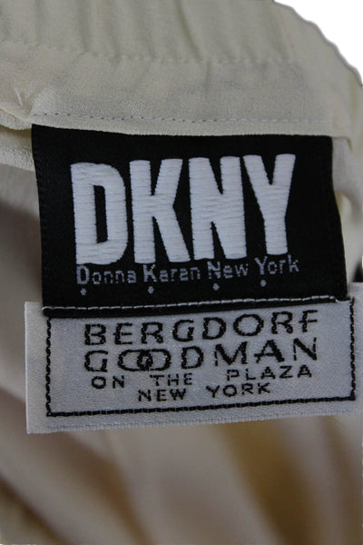 DKNY Womens A-Line Flare Skirt Beige 100% Silk Solid Size S
