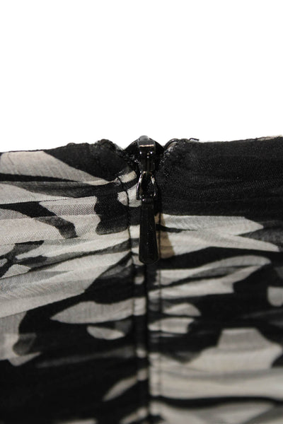 Tadashi Women Fit & Flare Dress Black Silk Floral Long Zip Size 10